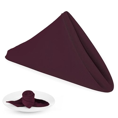PLOYMONO Burgundy Heavy Duty Cloth Napkins 17 x 17 Inch Solid Washable Polyester Dinner Napkins Set of 8 Napkins with Hemmed Edges Great for Weddings Parties Banquets Dinner More
