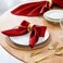 Horbaunal 100 Pack Satin Napkins 17 x 17 Square Dinner Napkins with Elegant Lace Soft Cloth Napkins for Parties Weddings Events Red