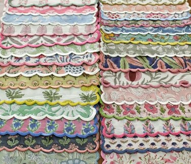 Ridhi Hand Block Print Assorted 18 x 18 Set of 8 Embroidery Table Napkins Reusable Cotton Dinner Napkins for Weddings Parties Everyday Dining Gift for Spring Easter Valentine