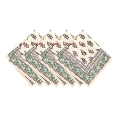 Elrene Home Fashions Nomad Harvest Block Print FallThanksgiving Cloth Dinner Napkins 17x17 Set of 4