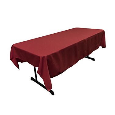 LA Linen Polyester Poplin Washable Rectangular Tablecloth Stain and Wrinkle Resistant Table Cover 60x84 Fabric Table Cloth for Dinning Kitchen Party Holiday 60 by 84Inch Cranberry
