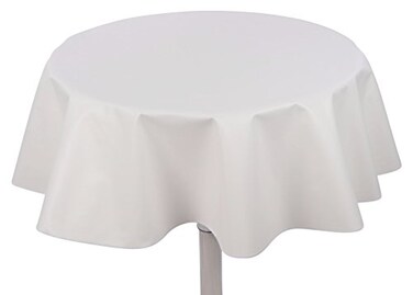 Yourtablecloth Heavy Duty Flannel Backed Round Vinyl Tablecloth 6 Gauge Thickness Indoor and Outdoor Easy to Clean 60 White