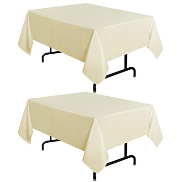 sancua 2 Pack Beige Tablecloth 54 x 54 Inch Stain and Wrinkle Resistant Square Table Cloth Washable Polyester Table Cover for Dining Tables Buffet Parties and Camping