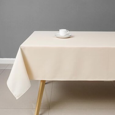 Wewoch Beige Rectangle Tablecloth Wrinkle Resistant Washable Fabric Table Cloth for Dining Kitchen Parties Weddings and Outdoor Use 60 Inch by 104 Inch
