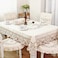 AMZALI Washable Flower Embroidered Lace Tablecloth DustProof Table Cloths Rectangle Fabric Table Cover for Kitchen Dinner Picnic Outdoor and Indoor Home Decor Oblong 68 x 126 inch