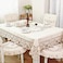 AMZALI Washable Flower Embroidered Lace Tablecloth DustProof Table Cloths Rectangle Fabric Table Cover for Kitchen Dinner Picnic Outdoor and Indoor Home Decor Oblong 68 x 126 inch