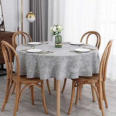 maxmill Flaxy Faux Linen Tablecloth with 2Tone Slubby Texture Wrinkle Resistant AntiShrink Soft Table Cloth for Kitchen Dining Restaurant Tabletop for Event Dinner Round 70 Inch Light Gray