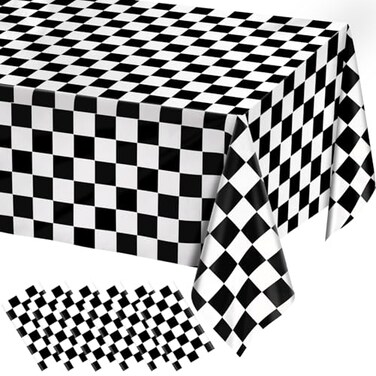 WNINK 6 Pack Black and White Gingham Tablecloth Rectangular Buffalo Checkered Tablecloths Disposable Plastic Plaid Table Cover for Parties Outdoor Picnic Birthday Wedding Camping 54 108 Inch