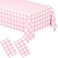 WNINK 2 Pack Pink Gingham Tablecloth Rectangular Pink and White Checkered Tablecloths Disposable Plastic Pink Plaid Table Cover for Parties Outdoor Picnic Birthday Wedding Camping 54 108 Inch
