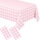 WNINK 2 Pack Pink Gingham Tablecloth Rectangular Pink and White Checkered Tablecloths Disposable Plastic Pink Plaid Table Cover for Parties Outdoor Picnic Birthday Wedding Camping 54 108 Inch