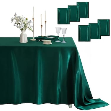 Counfeisly 6 Pack Satin Table Cover Silkly Soft Table Cloth Satin Dining Table Cloths for Wedding Banquet Table Decoration Dining Room Indoor and Outdoor Use 52 x 52 Inches Blackish Green
