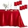 Counfeisly 6 Pack Square Satin Table Cover Silkly Soft Table Cloth Satin Dining Table Cloths for Wedding Banquet Table Decoration Dining Room Indoor and Outdoor Use 52 x 52 Inches Red