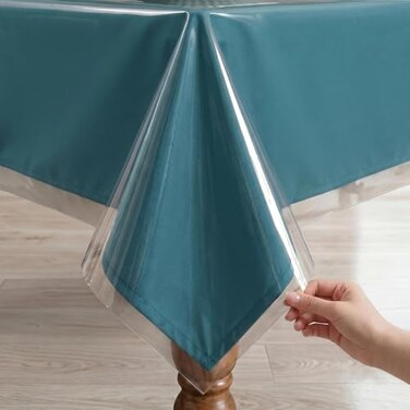 Romanstile 100 Waterproof Clear Plastic Tablecloth Vinyl Rectangle PVC Table Cloths Protector Spill Oil Proof Wipe Clean Transparent Table Cover for DiningCampingParties 60 x 120 Crystal Clear