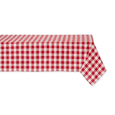 DII Checkered Tabletop Collection 100 Cotton Machine Washable Tablecloth 60x120 Red