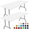 Moosfor Spandex 6 Foot Rectangle Table Cloth 2 Pack Elastic Fitted Tablecloths for Picnic Stretch Washable Patio Table Cover for Outdoor Camping Banquet and Parties White 30x72
