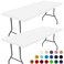 Moosfor Spandex 6 Foot Rectangle Table Cloth 2 Pack Elastic Fitted Tablecloths for Picnic Stretch Washable Patio Table Cover for Outdoor Camping Banquet and Parties White 30x72