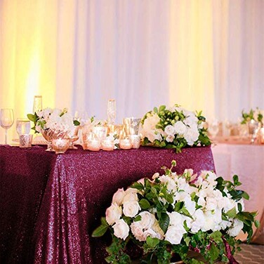 ShinyBeauty Beautiful Table Cloth Burgundy 60x102Inch Rectangle Sequin Tablecloth Wine Table Cover Decorations for Weddings Party Baby Shower Decorations 0103S