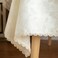 GLORY SEASON Textured Tablecloth Waterproof Spillproof Lace Trim Rectangle Jacquard Fabric Table Cloth Kitchen Dinning Tabletop Decoration Round Table Cover for Outdoor Use 55 x 70 Inch Ivory White