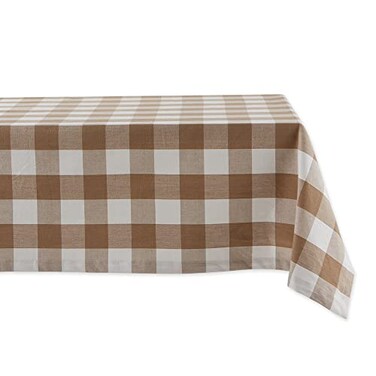 DII Buffalo Check Collection Classic Farmhouse Tablecloth 60 x 104 Stone