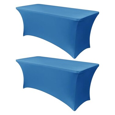 Obstal 6ft Stretch Spandex Table Cover for Standard Folding Tables 2 Pack Universal Rectangular Fitted Tablecloth Protector for Wedding Banquet and Party72L x 30W x 30H Inches Aqua 2pc