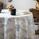 GLORY SEASON Rustic Tablecloth Classic French Village Printed Linen Fabric Table Cover Farmhouse Decoration 60 Inches Round Blue for Kitchen Dining