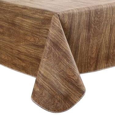 Walrus Heavy Duty Vinyl Tablecloth with Flannel Backing Waterproof OilProof Plastic Table Cloth StainResistant Wipeable Rectangle or Square Table Cover for Indoor and Outdoor Wood 60X102 Inch