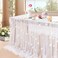 LuoluoHouse White Pearl Tulle Tablecloth 10ft Flower Pearl Table Runner Tulle Fabric Wedding Lace Tablecloth Arch for Bridal Shower Veil Baby Shower Sweetheart Table Decorations