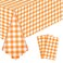 NatNarr 3 Pack Orange Gingham Tablecloth 54 X 108Inch Plastic Orange Checkered Table Cloth Disposable Scalloped Tablecloths Waterproof Plaid Table Cover for Picnic Wedding Birthday Outdoors Party