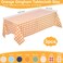 NatNarr 3 Pack Orange Gingham Tablecloth 54 X 108Inch Plastic Orange Checkered Table Cloth Disposable Scalloped Tablecloths Waterproof Plaid Table Cover for Picnic Wedding Birthday Outdoors Party