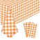 NatNarr 3 Pack Orange Gingham Tablecloth 54 X 108Inch Plastic Orange Checkered Table Cloth Disposable Scalloped Tablecloths Waterproof Plaid Table Cover for Picnic Wedding Birthday Outdoors Party