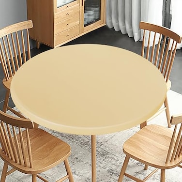 Obstal Fitted Round Table Cloth Reversible Waterproof Stain Resistant Elastic Stretch Tablecloth Wipe Clean Table Cover for OutdoorIndoor Use Fits Round Tables up to 30 36 Diameter Champgane