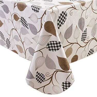 Walrus Heavy Duty Vinyl Tablecloth with Flannel Backing Waterproof OilProof Plastic Table Cloth StainResistant Wipeable Rectangle or Square Table Cover for Indoor and Outdoor Leaves 54X54 Inch
