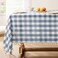 Softalker Checkered Tablecloth Rectangle Outdoor Linen Cotton Gingham Table Cloth with Tassel Heavy Duty Wrinkle Free Buffalo Plaid Table Cover for Kitchen Dining Summer Party 55 x 84 Inch Blue