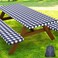 Smiry Picnic Table Cover with Bench Covers Waterproof Elastic Fitted Tablecloths for 6 Foot Rectangle Tables Washable Buffalo Plaid Tablecloth for Camping Outdoor Navy White 30x72