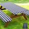 Smiry Picnic Table Cover with Bench Covers Waterproof Elastic Fitted Tablecloths for 6 Foot Rectangle Tables Washable Buffalo Plaid Tablecloth for Camping Outdoor Navy White 30x72