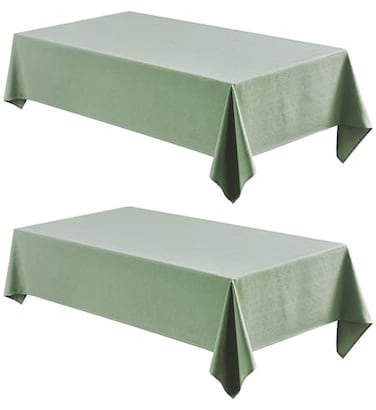 Veblandy 2 Pack Rectangle Tablecloth 60x120 inch Water Resistant Wrinkle Free Linen Textured Table Cloth Washable Decorative Fabric Table Cover for Dining Party and Camping Sage Green