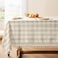 Softalker Checkered Tablecloth Rectangle Outdoor Linen Cotton Gingham Table Cloth with Tassel Heavy Duty Wrinkle Free Buffalo Plaid Table Cover for Kitchen Dining Summer Party 55 x 84 Inch Beige