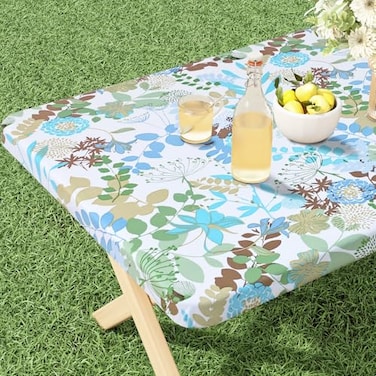misaya Rectangle Vinyl Tablecloth Fitted Table Cover 100 Waterproof Elastic Edge Flannel Backing Table Cloth Fit 6 Foot Folding Tables for Picnic Outdoor Leaves 30x72 inch