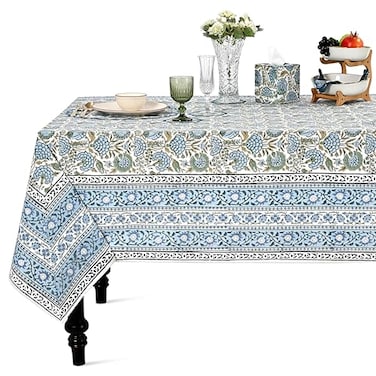 Ridhi Asparagus Green 60x60 Inches Square 100 Cotton Hand Block Print Tablecloth Washable Halloween ThanksgivingChristmas PartiesWedding UseFall dcor Farmhouse Dining Dinner Tablecloth