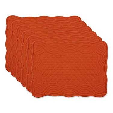 DII Quilted Farmhouse Collection Tabletop Placemat Set Pumpkin Spice 6 Piece