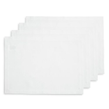 Solino Home White Cotton Linen Placemats Set of 4 Dining Table Mats for Indoors Outdoors Machine Washable Placemats 14 x 19 Inch for Summer Decor 4th of July Dru