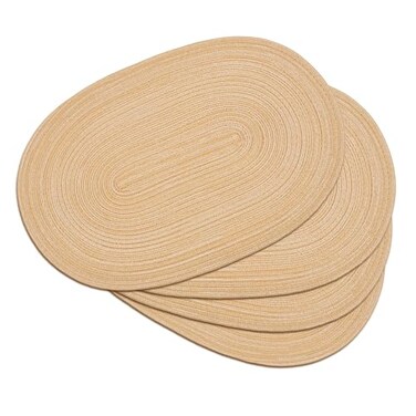Noctiflorous Woven Oval Braided Placemats Set of 412 x 175 Inch Washable NonSlip Heat Resistant Table Mats for Kitchen and DiningBeige Brown 4