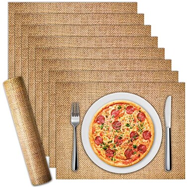 Eaasty 100 Pcs Disposable Burlap Printed Paper Placemats 158 x 118 Inches Rustic Craft Printed Paper Placemats Rectangle Table Mats for Vintage Country Farmhouse Setting Dinner Kitchen Wedding Party D