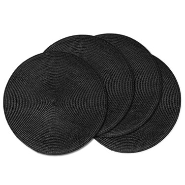 AHHFSMEI Round Placemats Set of 4 Heat Resistant Washable NonSlip Woven Braided Table Mats for Dining Table Kitchen Home Decor Black4