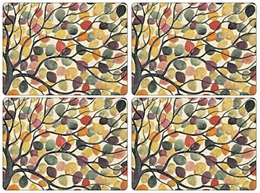 Pimpernel Dancing BranchesSet of 4 Cork Back Durable placemats Laquer Finish Easy Clean Dishwasher Microwave Warm Oven Only and Freezer Safe