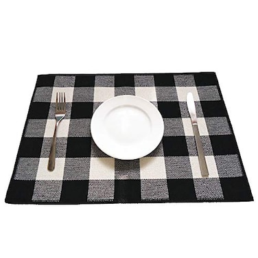 Levinis Cotton Placemats Set of 6 Durable Buffalo Check Place Mats for Kitchen Table Easy to Care Machine Washable