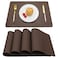 Vinjiasin Placemats Set of 4 Brown Leather Place Mats for Indoor Outdoor Kitchen Dining Table Mats Fall Waterproof Wipeable Easy to Clean Heat Resistant Sturdy Reversible