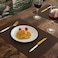 Vinjiasin Placemats Set of 4 Brown Leather Place Mats for Indoor Outdoor Kitchen Dining Table Mats Fall Waterproof Wipeable Easy to Clean Heat Resistant Sturdy Reversible