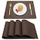 Vinjiasin Placemats Set of 4 Brown Leather Place Mats for Indoor Outdoor Kitchen Dining Table Mats Fall Waterproof Wipeable Easy to Clean Heat Resistant Sturdy Reversible