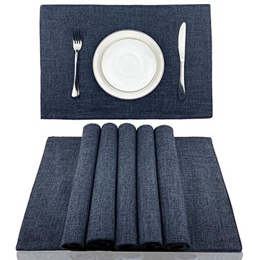 Weabetfu Cloth Placemats Set of 6 Heat Resistant Dining Table Placemmats Cotton Linen Machine Washable Kitchen Table Mats Wrinkle Free Thick Fabric Place MatsEasy to Clean13 x 19